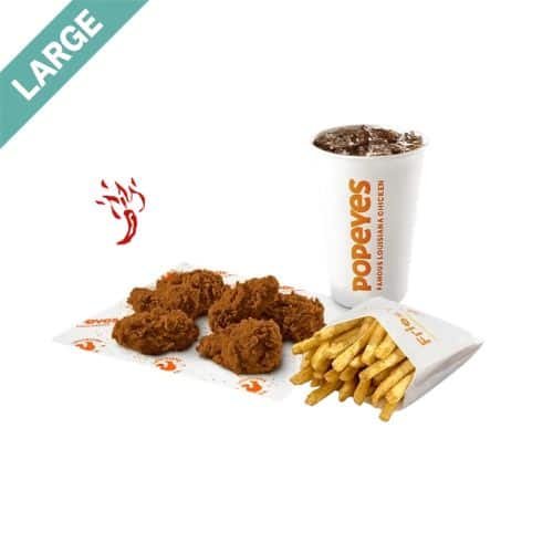 Popeyes Large 6 Ghost Pepper Wings Meal