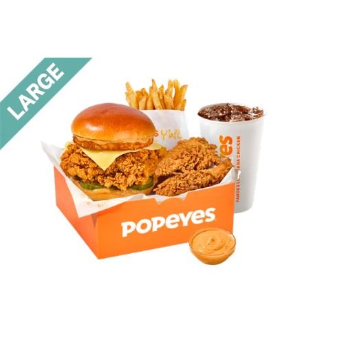 Popeyes Large Kickback Superstake Sandwich Box Meal
