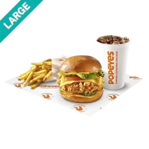 Popeyes Large Spicy Deluxe Chicken Sandwich Meal